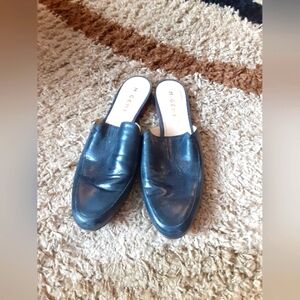 M. Gemi Women's Black Leather Mules Slip In Made In Italy Size 40